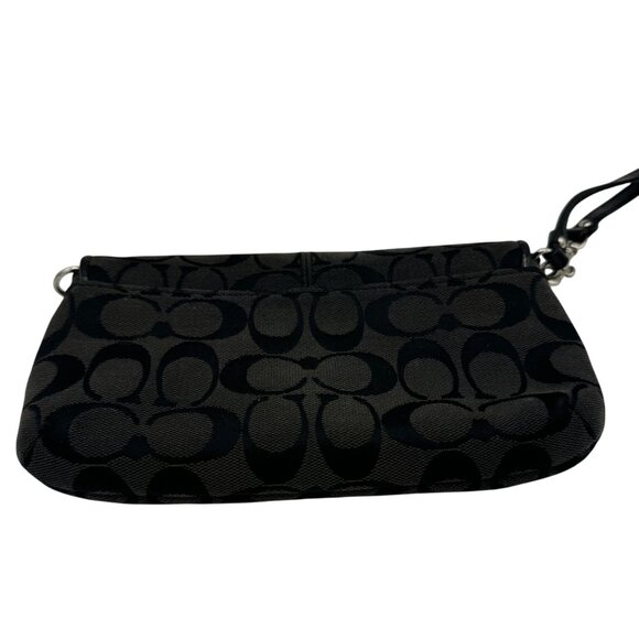 Coach Black Signature C Wristlet Clutch Bag With Snap Closure & Interior Pockets - Picture 4 of 5